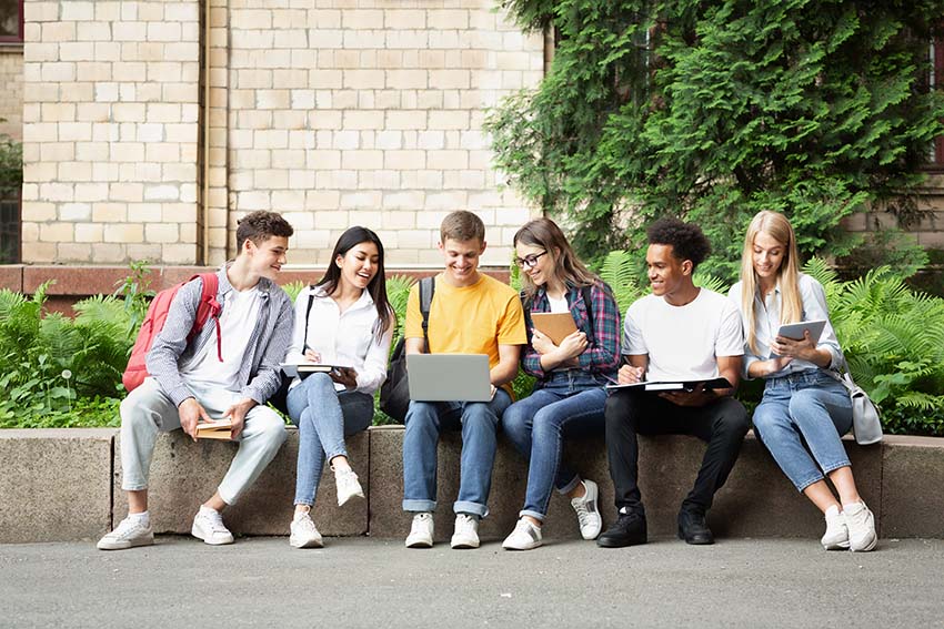 Students Sitting Outside